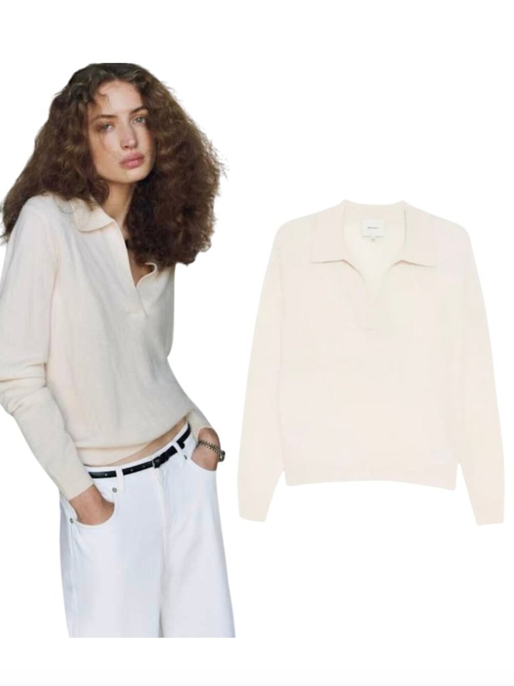 REFORMATION cashmere Westley Polo sweater sz XS